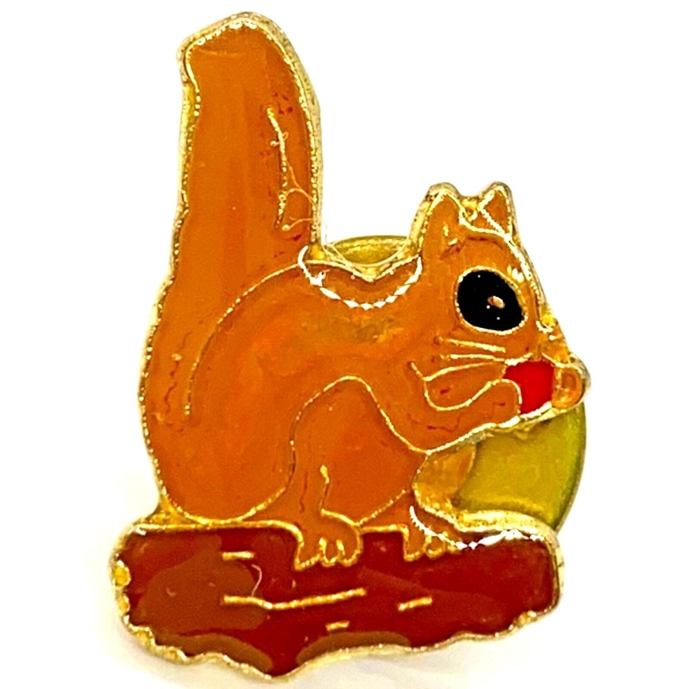 Squirrel lapel pin, jacket, hat, vest, book bag pin, animal lover, 80's‎ VTG